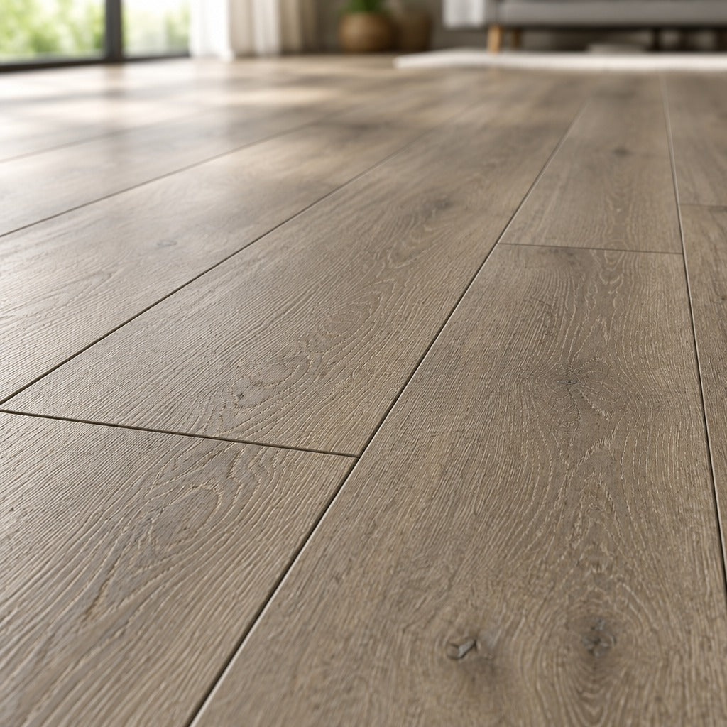 Nordvik Skagen Driftwood SPC vinyl plank close-up showing grain and bevelled edges