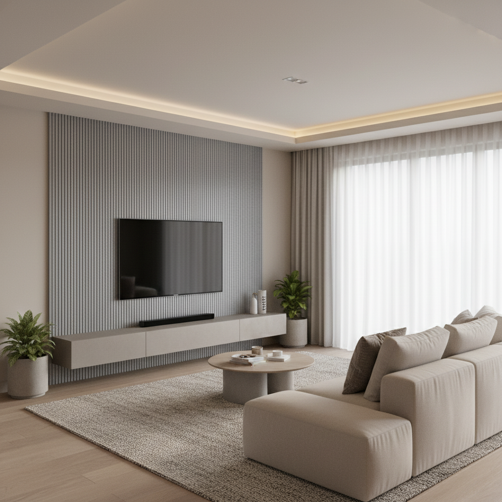 Concave Venetian Wall Panels - Silver Mist (Venetian) Sample