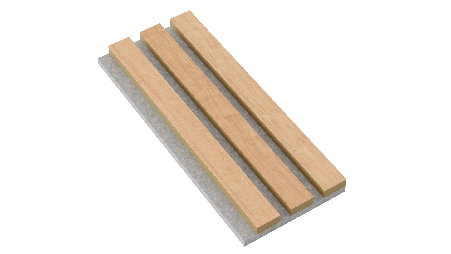 acoustic wood wall panel in classic oak with grey felt sample