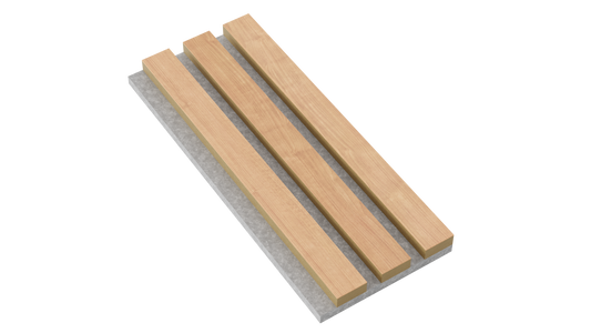 acoustic wood wall panel in classic oak with grey felt sample