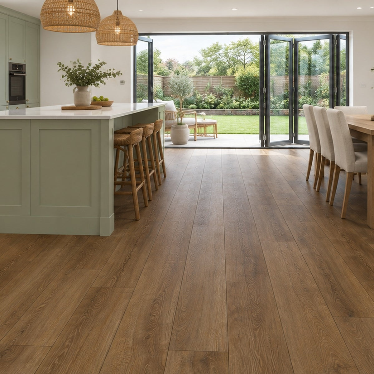 Nordvik Oslo Umber SPC vinyl flooring laid in a room