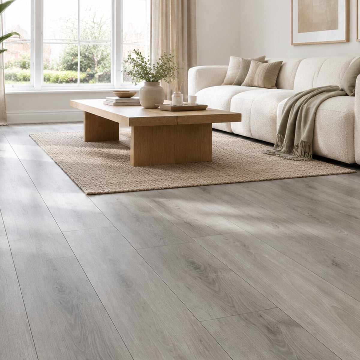 Nordvik Fjord Grey SPC vinyl flooring laid in a room