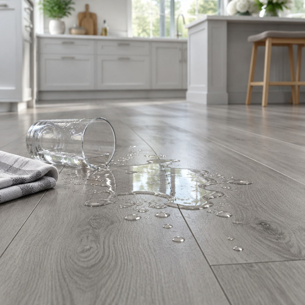 Nordvik Fjord Grey waterproof vinyl flooring lifestyle detail