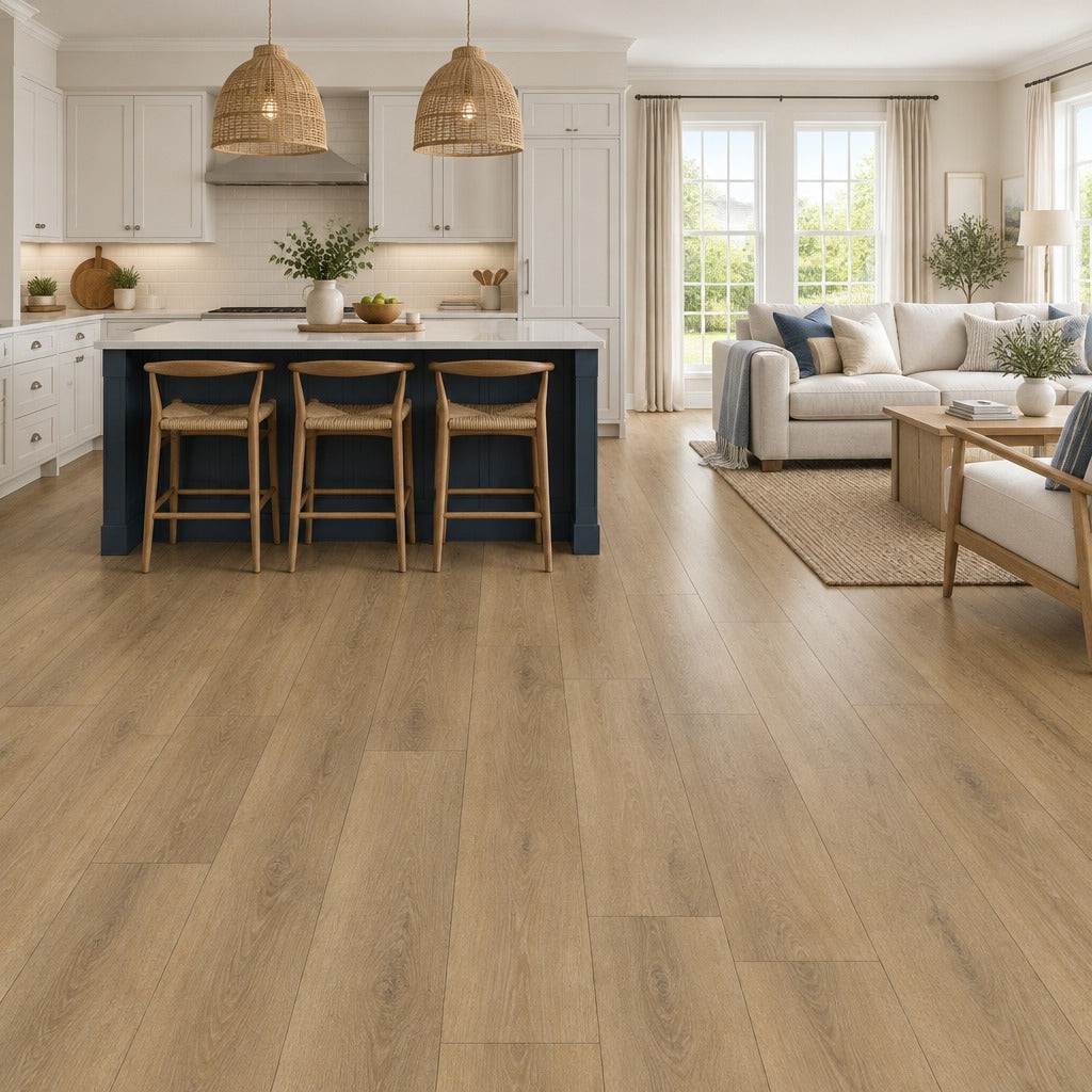 Nordvik Bergen Honey SPC vinyl flooring in a second room setting