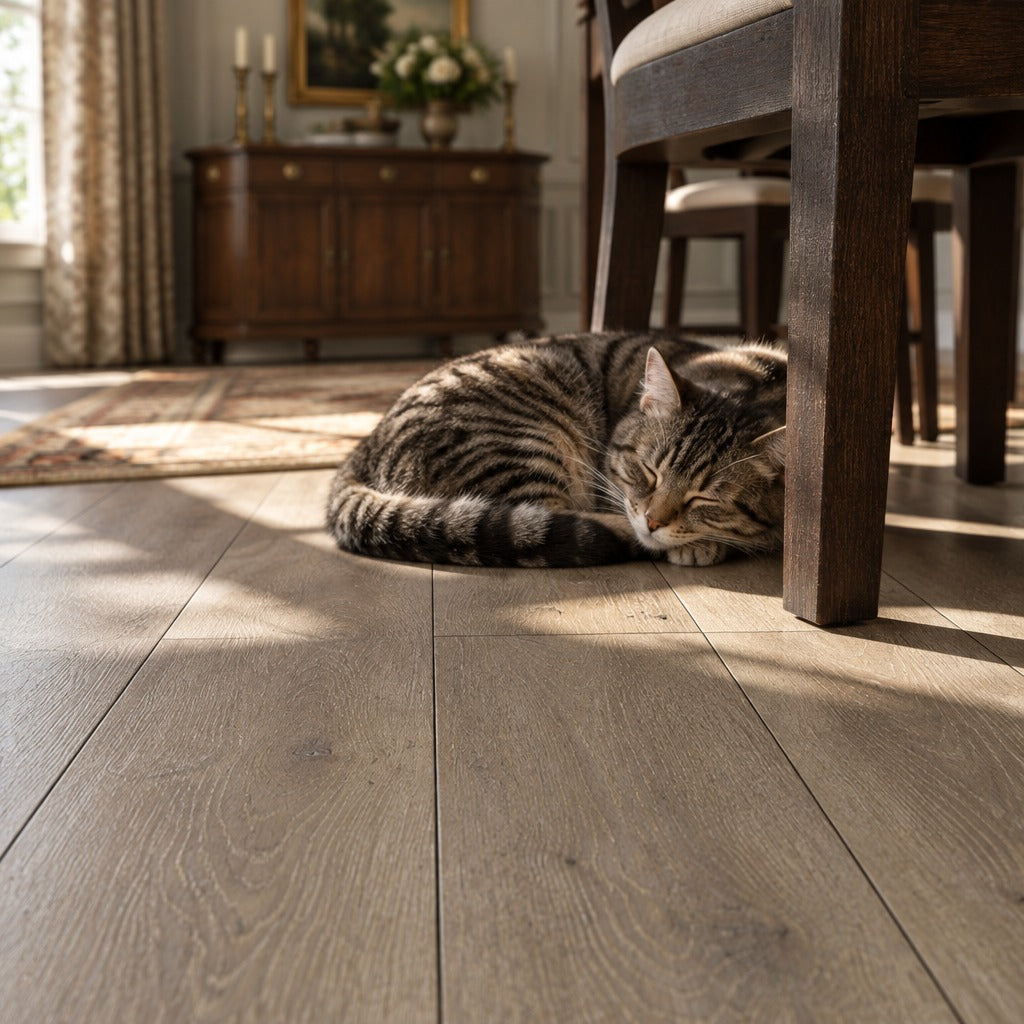Nordvik Skagen Driftwood waterproof vinyl flooring lifestyle detail
