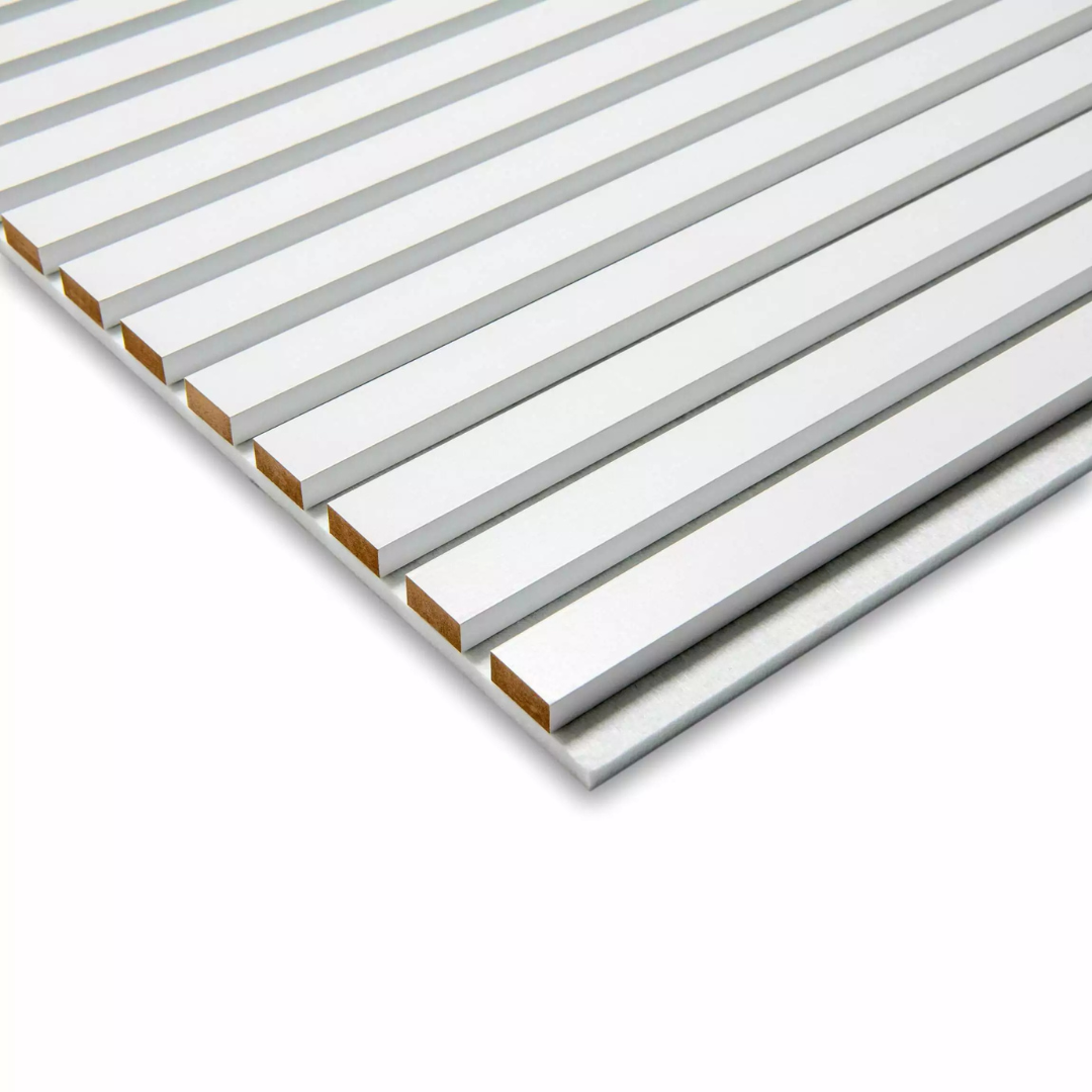 White Acoustic Slat Wall Panel | Modern Curved Slat Cladding