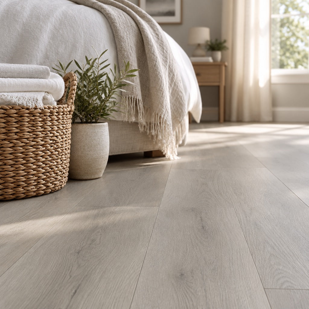 Nordvik Malmö Mist waterproof vinyl flooring lifestyle detail