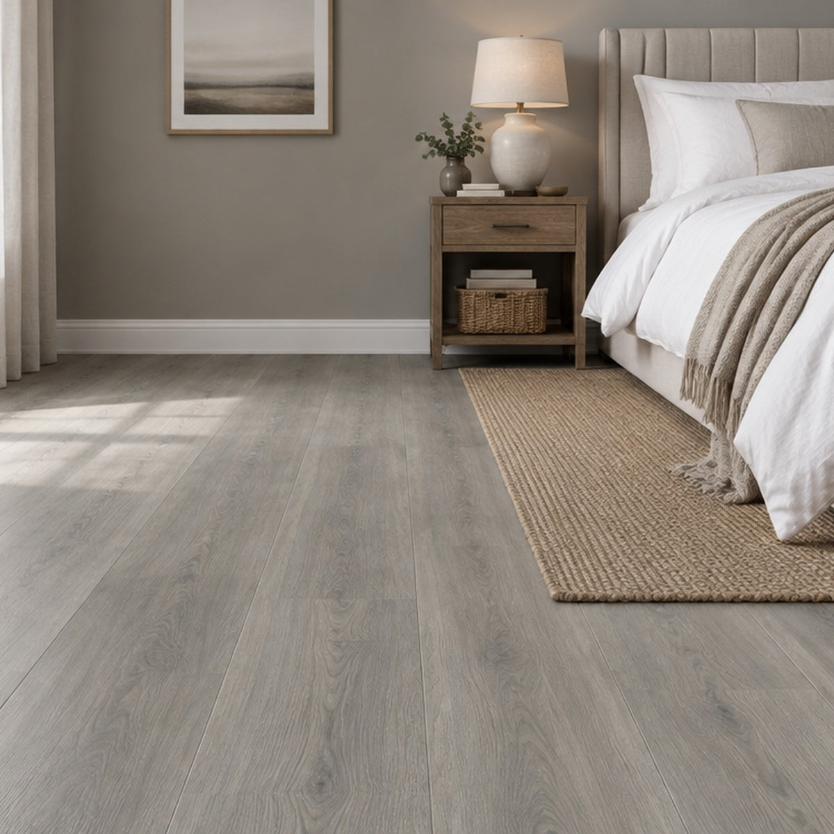Nordvik Malmö Mist SPC vinyl flooring laid in a room