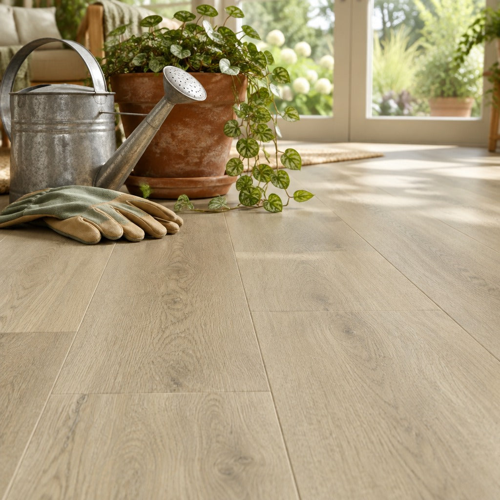 Nordvik Gotland Sand waterproof vinyl flooring lifestyle detail
