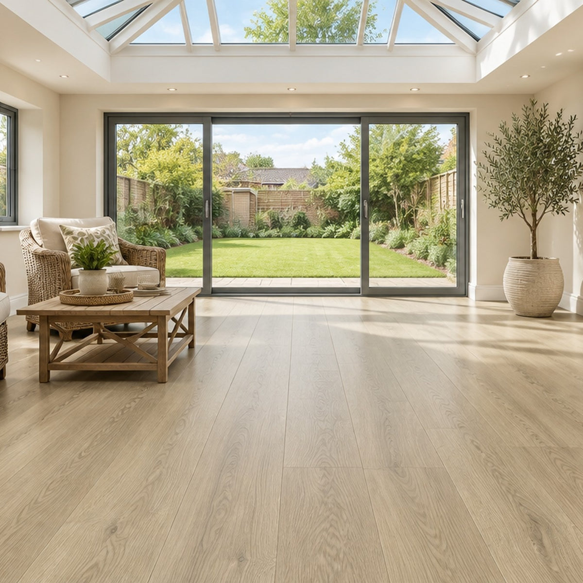 Nordvik Gotland Sand SPC vinyl flooring laid in a room