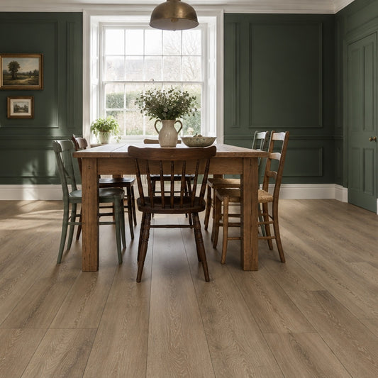 Nordvik Skagen Driftwood SPC vinyl flooring laid in a room