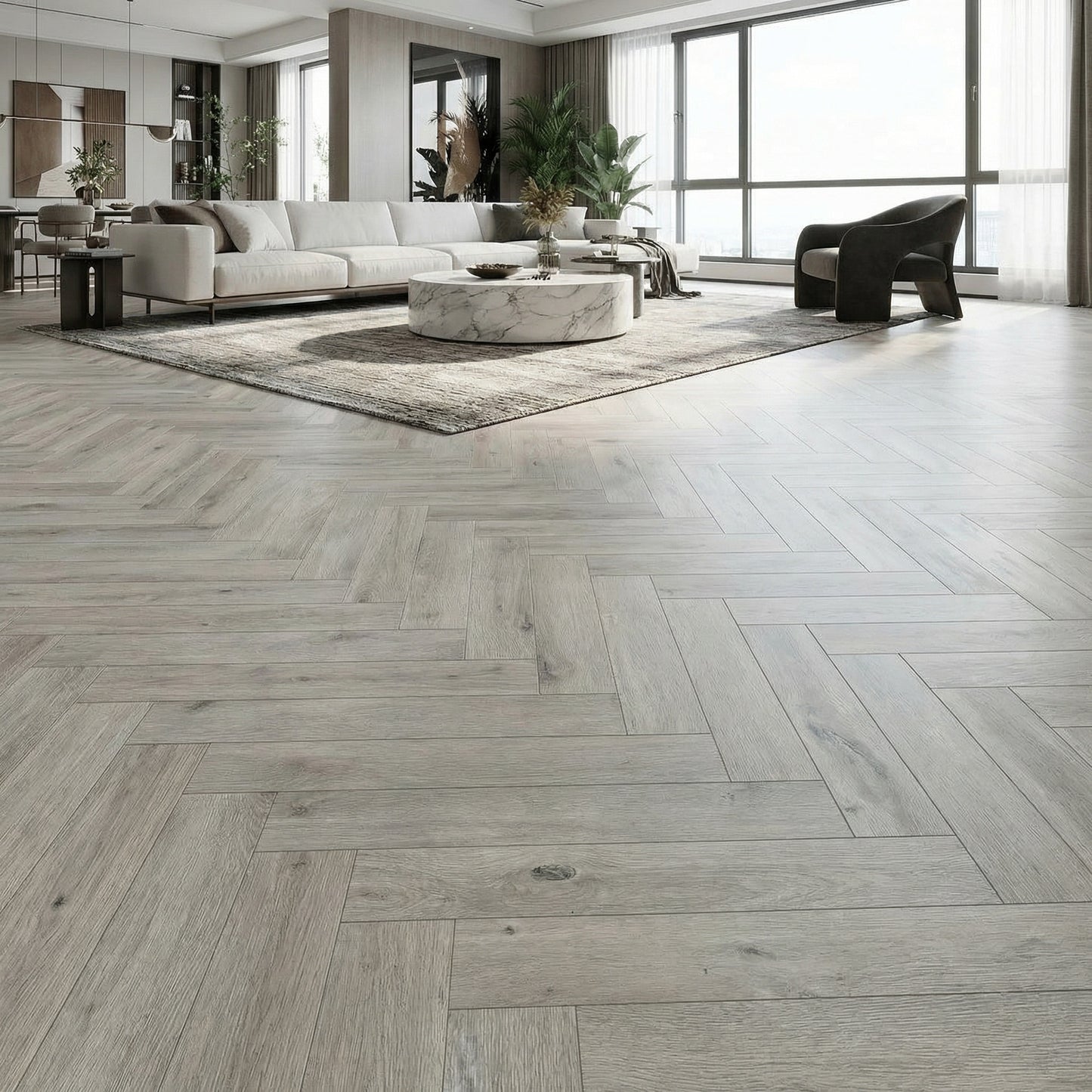 Cappuccino Oak Herringbone Laminate Flooring 12mm