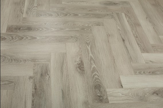 Washed Oak Herringbone Laminate Flooring 12mm