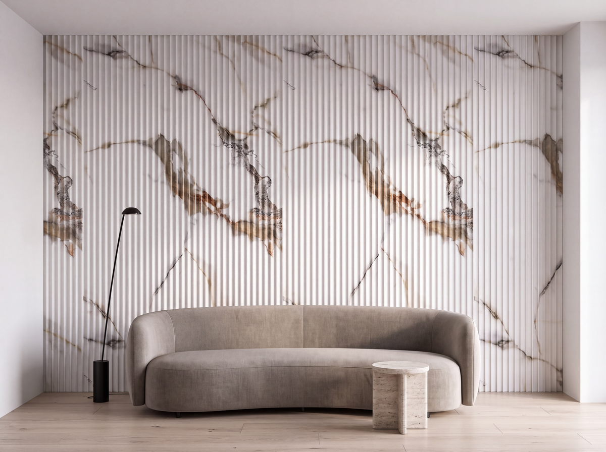 Flute Slat Wall Panel — Carrara Marble