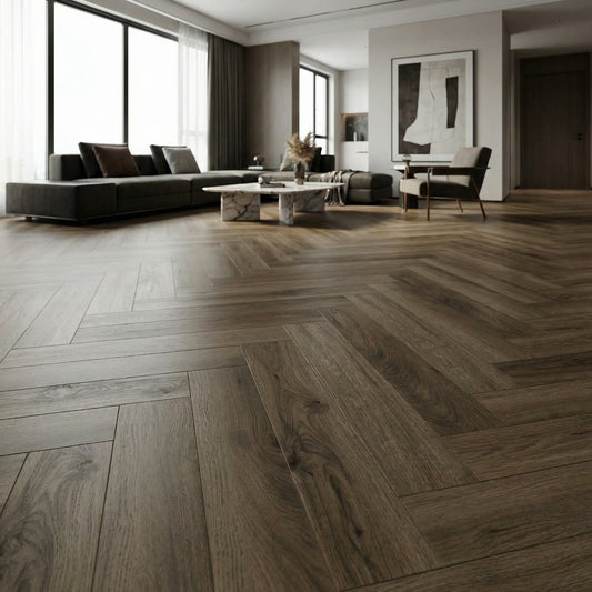 Limed Oak Herringbone Laminate Flooring 12mm