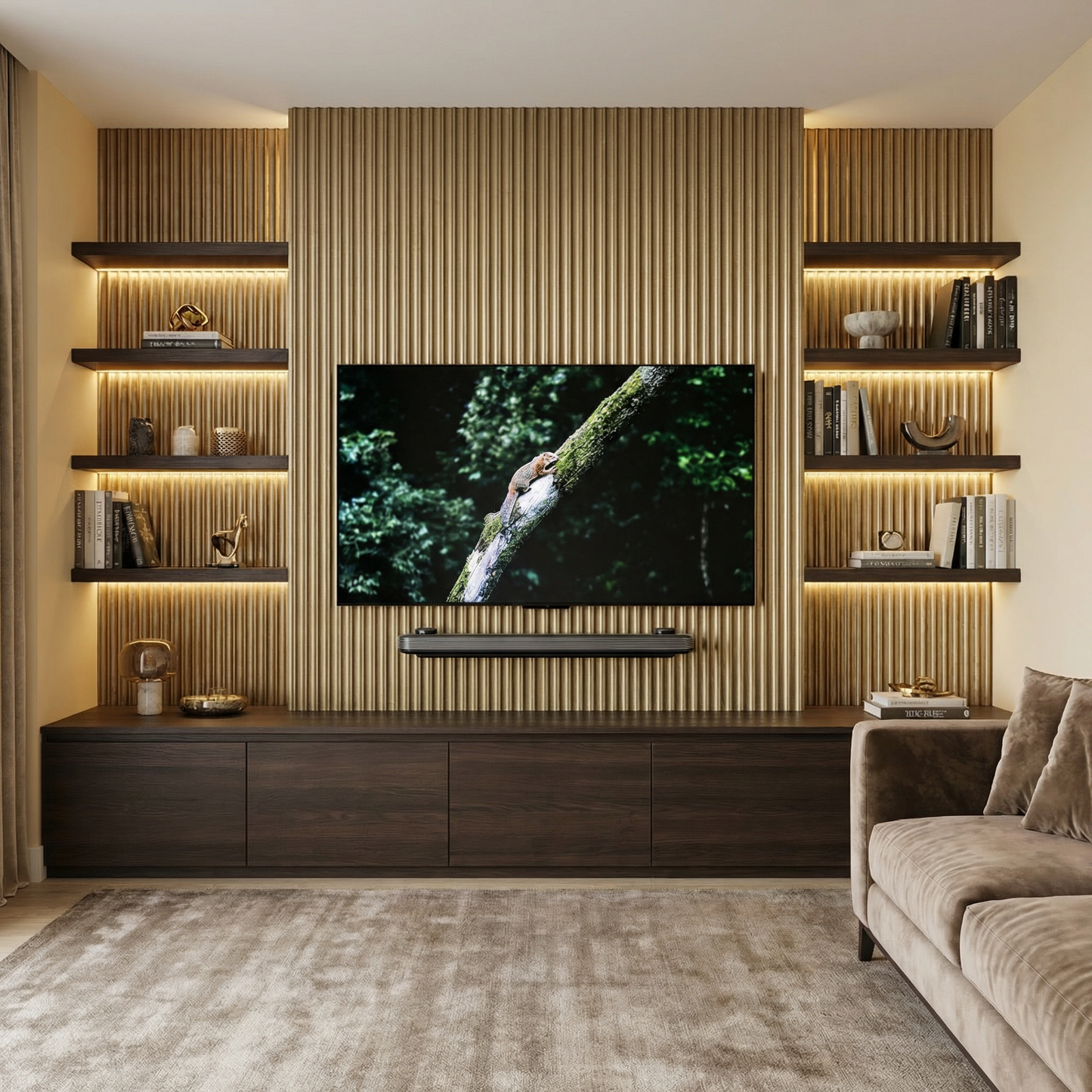 Concave Venetian Wall Panel — Luxe Gold | WPC Fluted Cladding