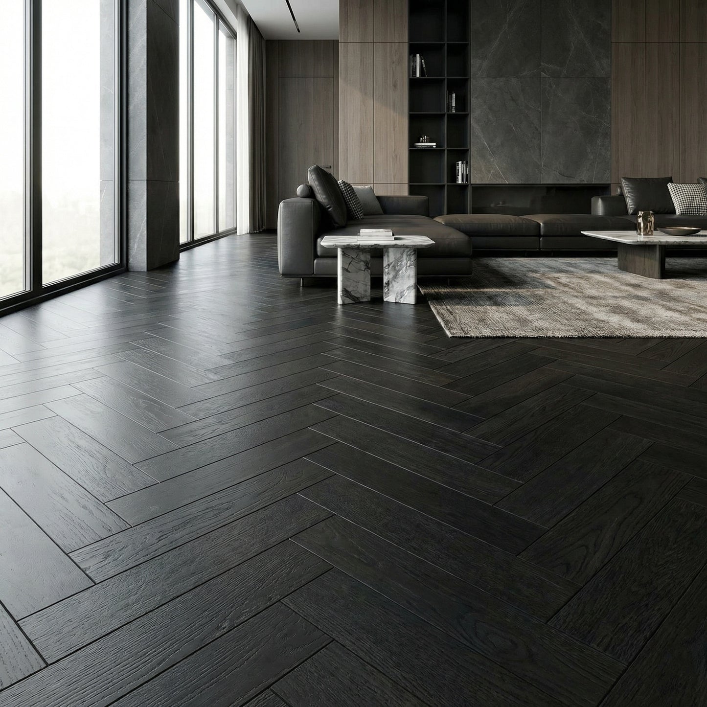 Midnight Oak Herringbone Laminate Flooring 12mm