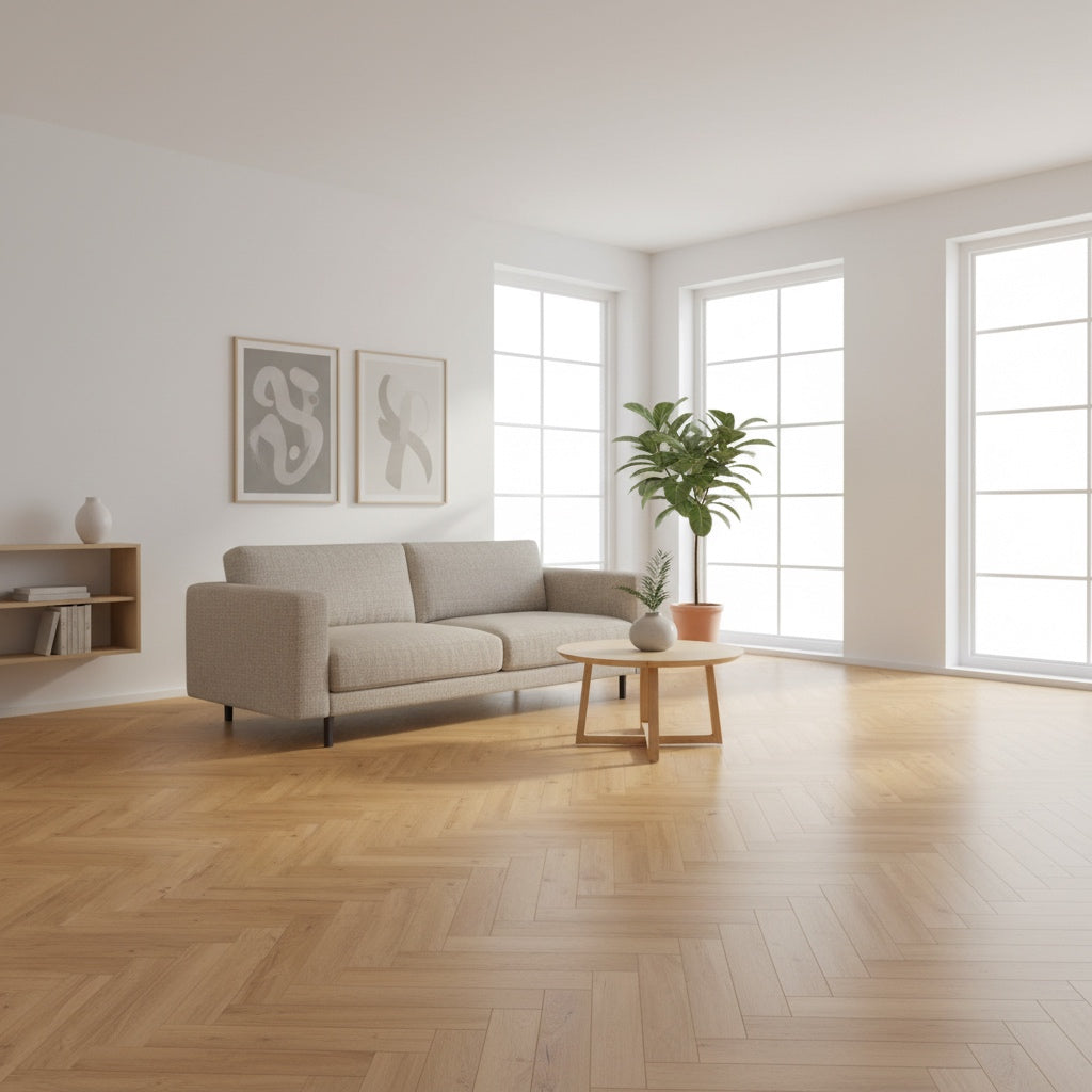 Heritage Oak Herringbone Laminate Flooring 12mm | AC4 Premium