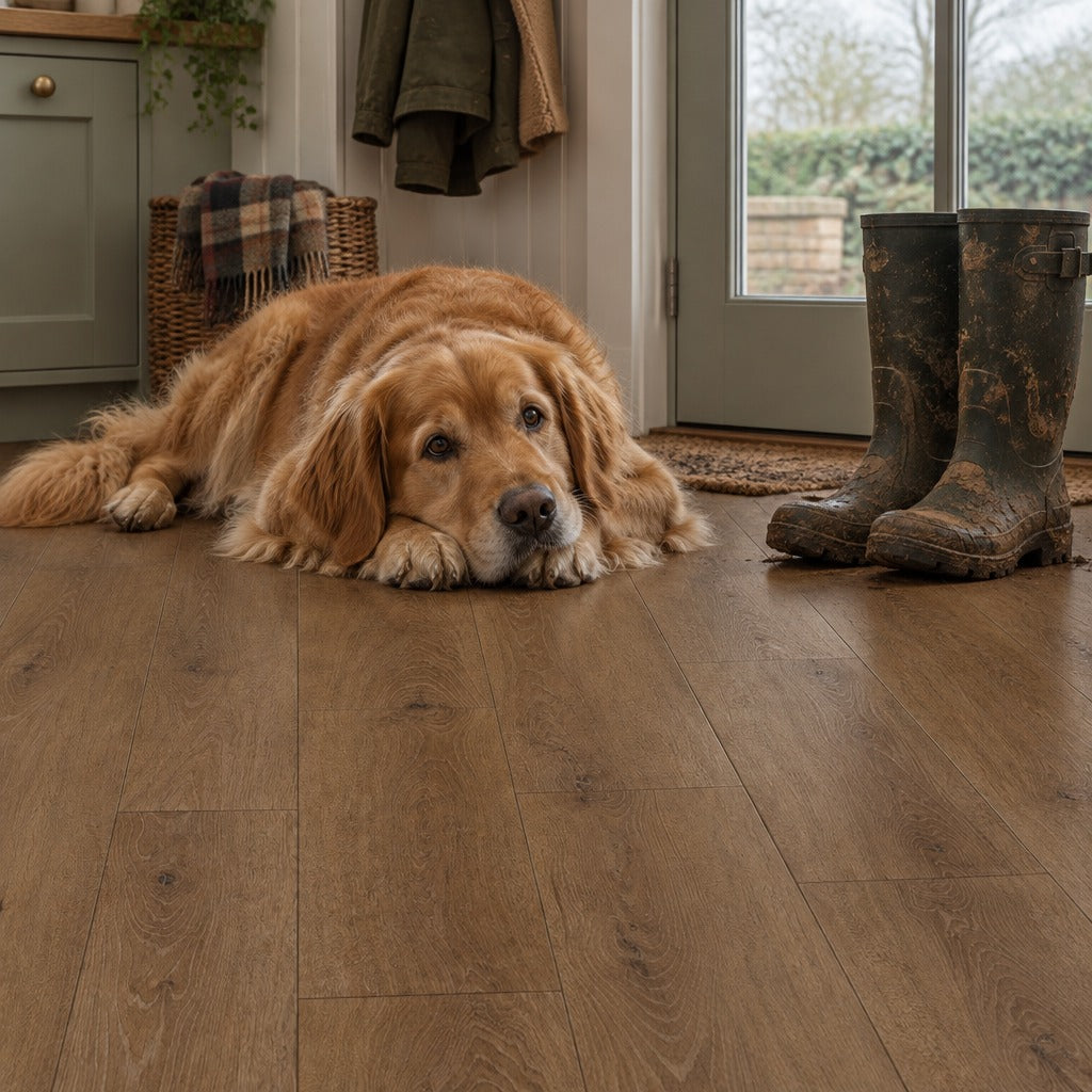 Nordvik Oslo Umber waterproof vinyl flooring lifestyle detail