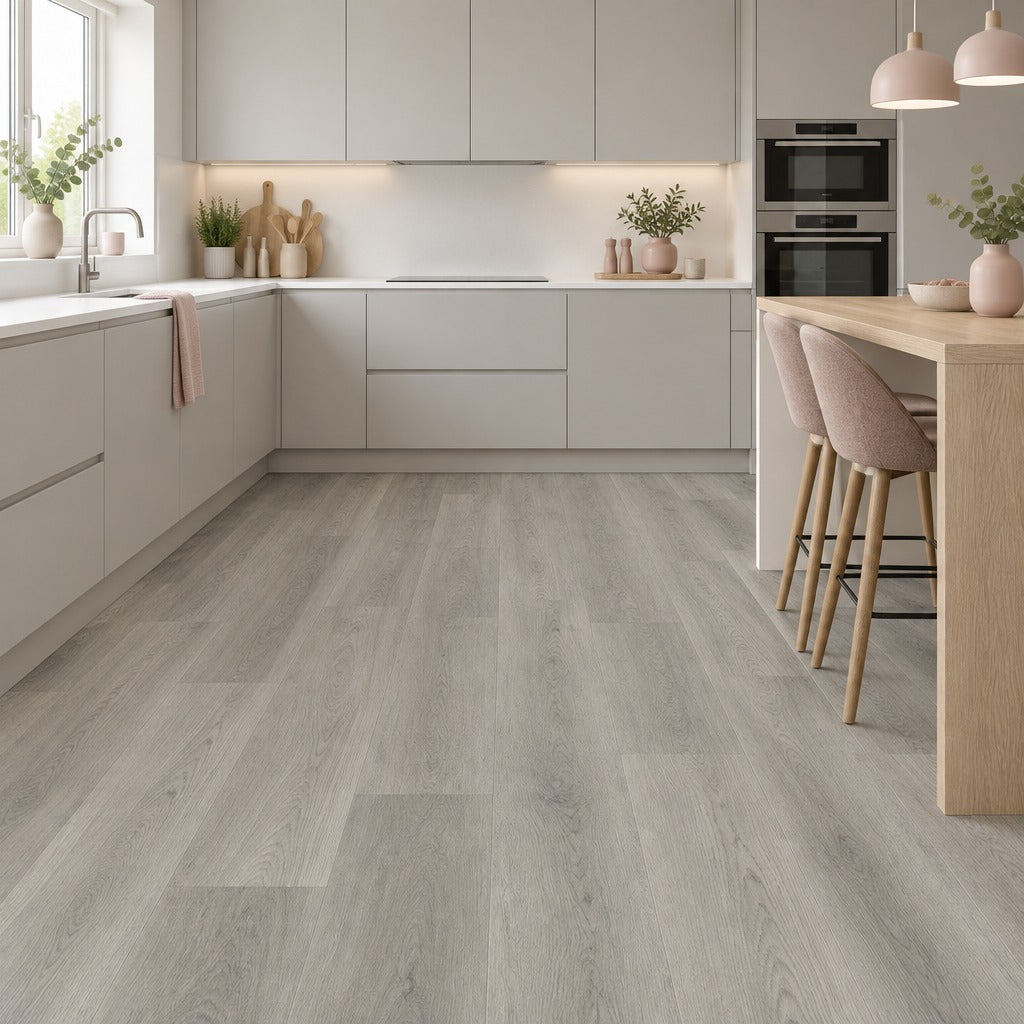 Nordvik Malmö Mist SPC vinyl flooring in a second room setting