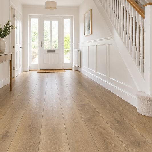 Nordvik Bergen Honey SPC vinyl flooring laid in a room