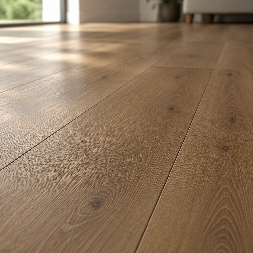 Nordvik Oslo Umber SPC vinyl plank close-up showing grain and bevelled edges