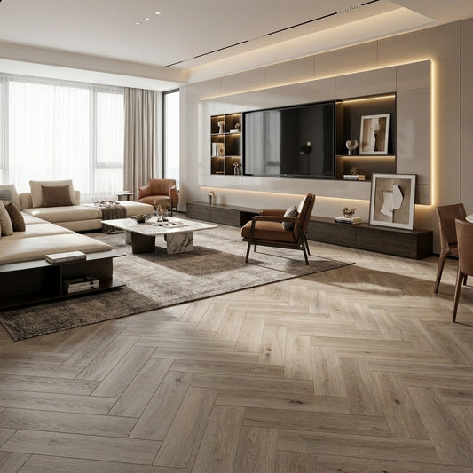 Cappuccino Oak Herringbone Laminate Flooring 12mm