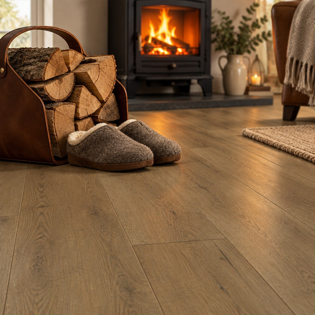 Nordvik Helsinki Amber waterproof vinyl flooring lifestyle detail