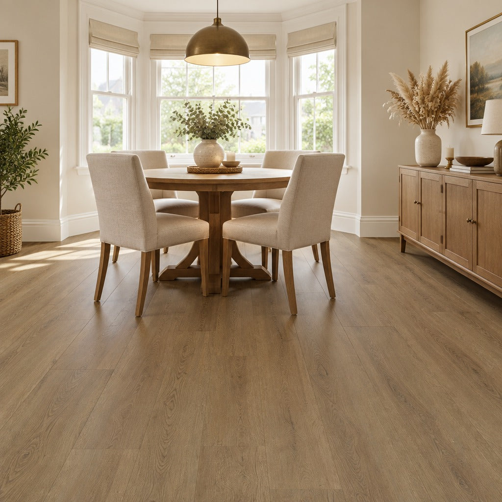 Nordvik Helsinki Amber SPC vinyl flooring in a second room setting