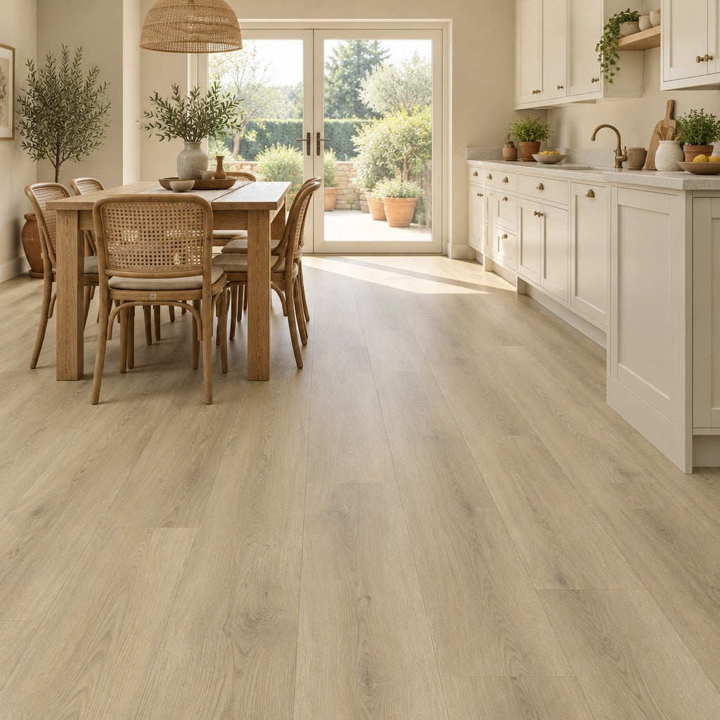 Nordvik Gotland Sand SPC vinyl flooring in a second room setting