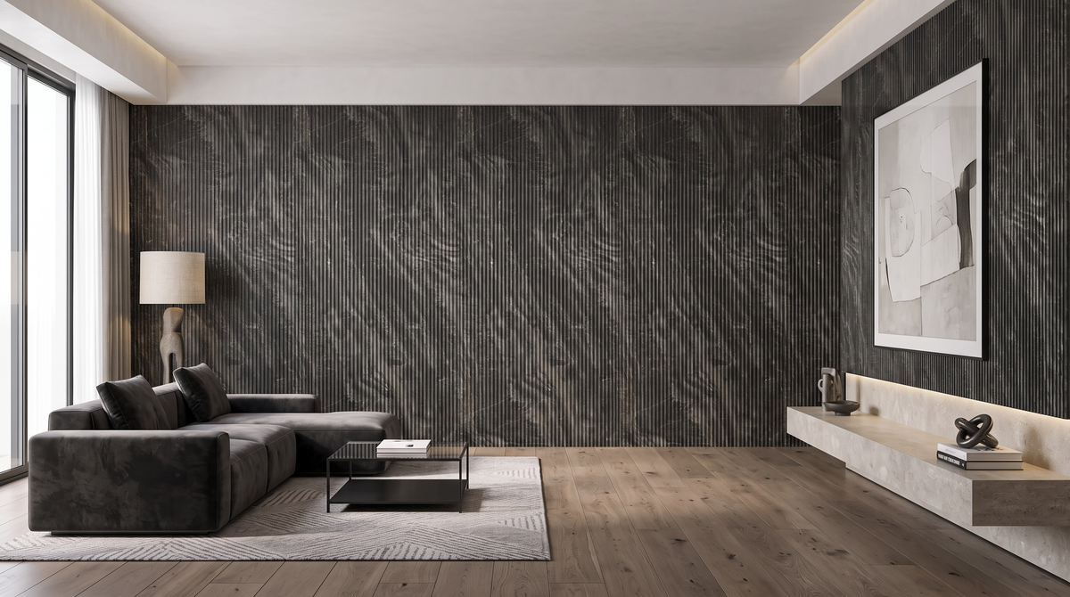 Flute Slat Wall Panel — Noir Haze