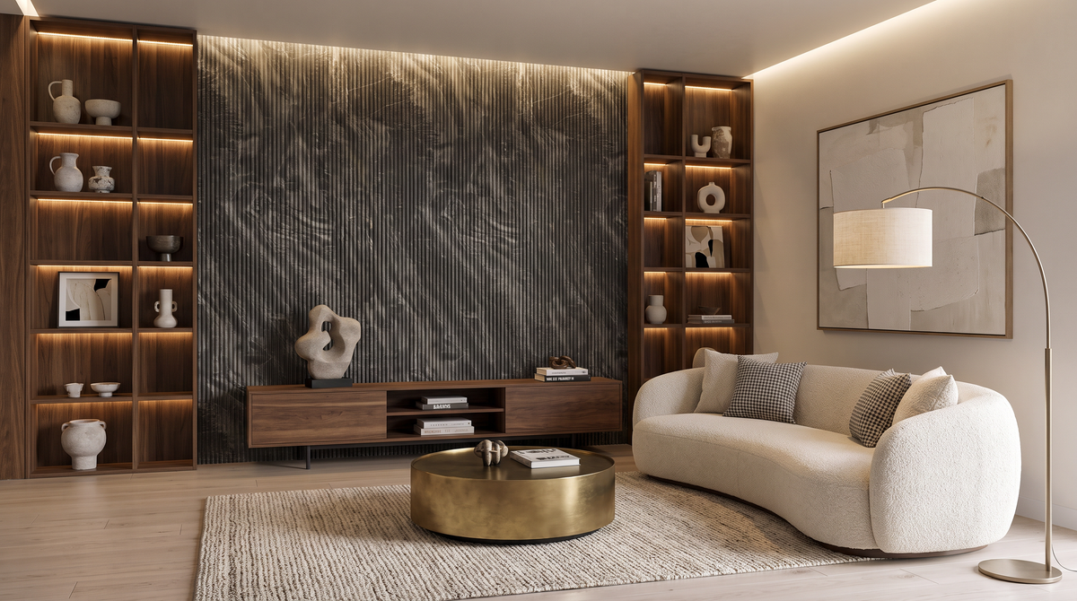 Flute Slat Wall Panel — Noir Haze