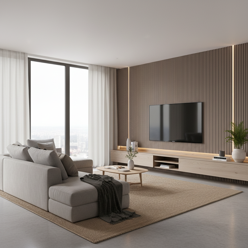 Concave Venetian Wall Panel — Amalfi Cream Linen | WPC Cladding