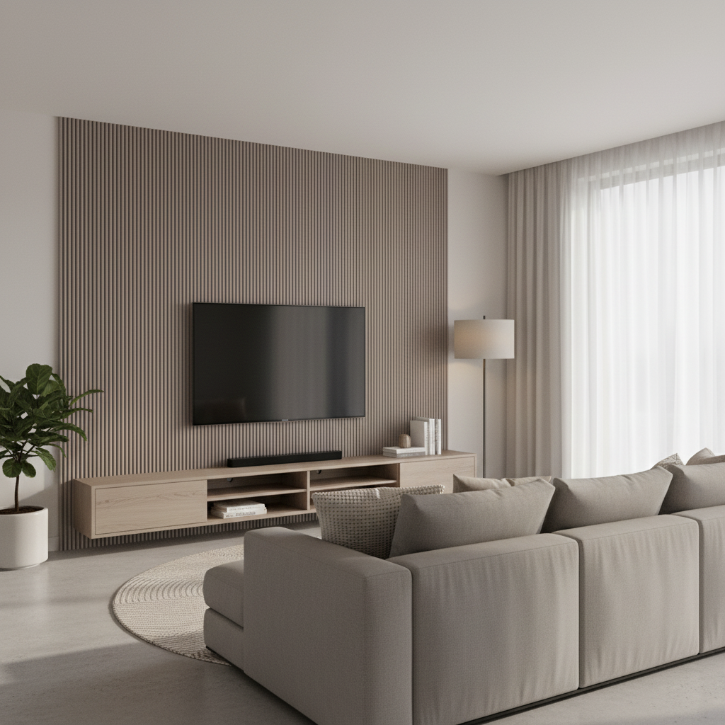 Flute Venetian Wall Panel — Amalfi Cream Linen | WPC Cladding