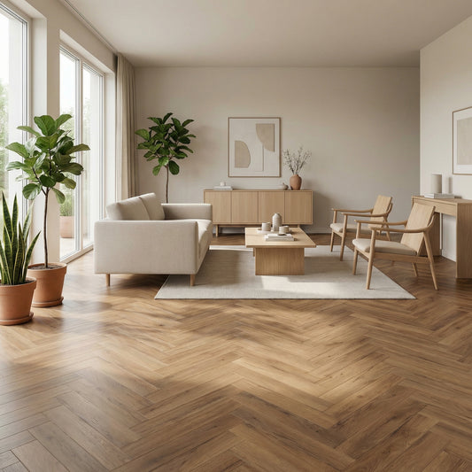 Herringbone Laminate Flooring 12mm – Smoked Oak