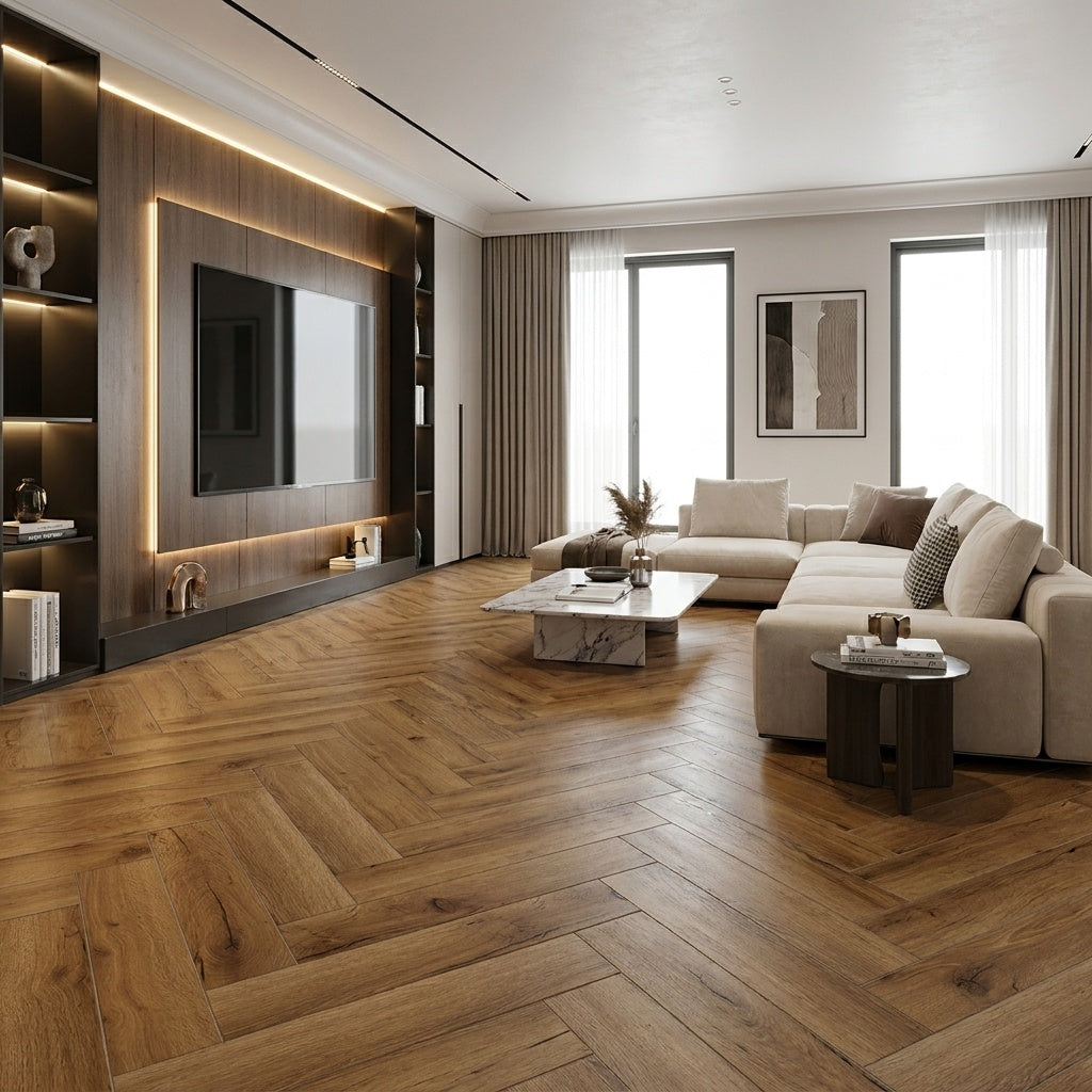 Traditional Oak Herringbone Laminate Flooring 12mm